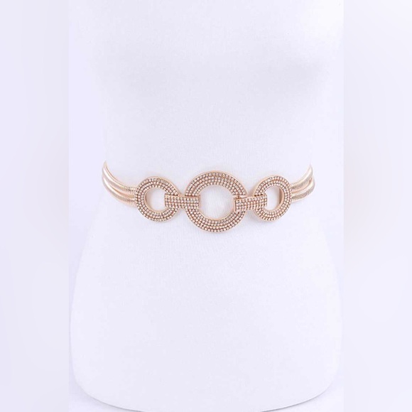 Gold Rhinestone Elastic Waist Corset Statement Belt - Picture 1 of 6